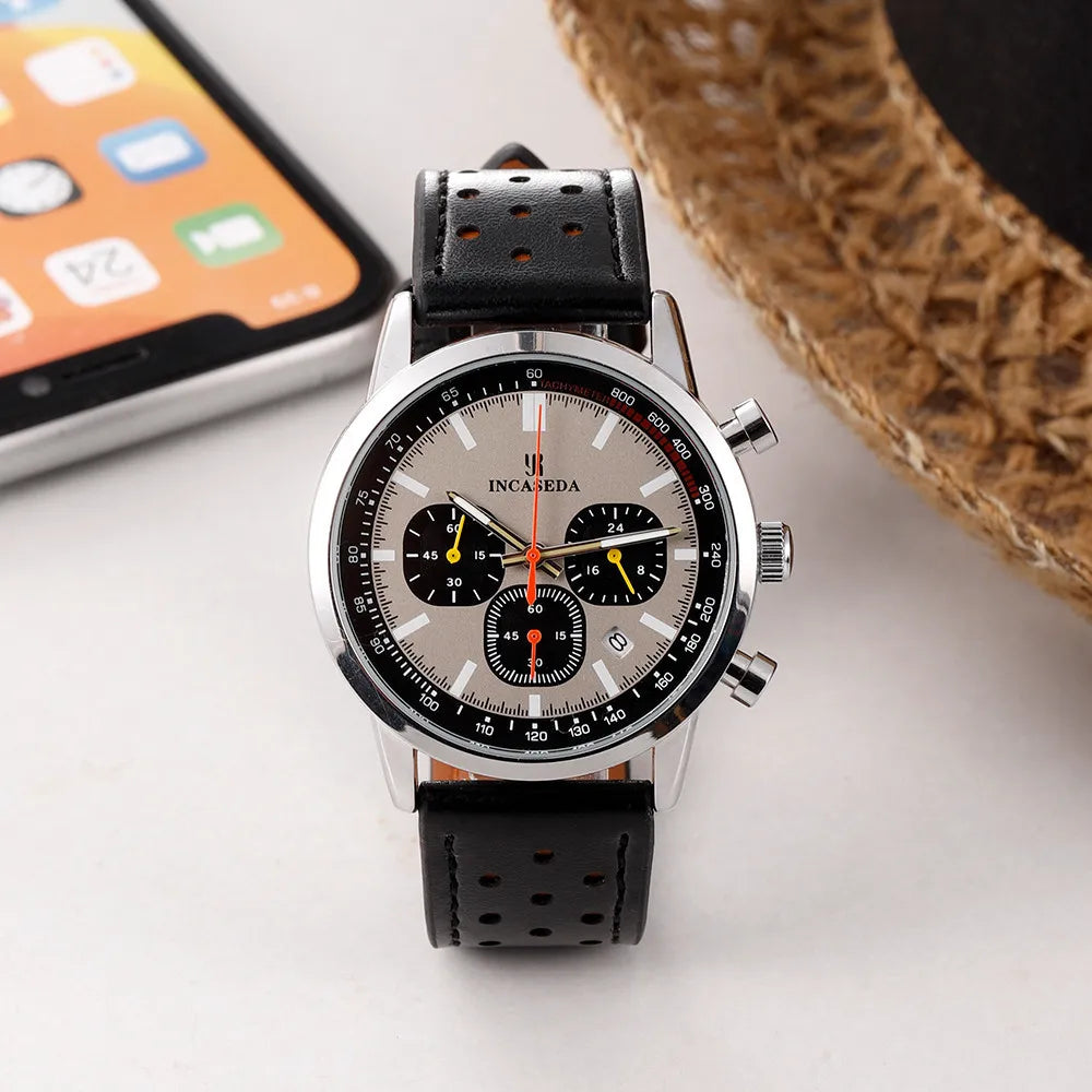 Couple Leather Watch Hot Sale Luminous Chronograph Quartz Multifunctional Fashion Sports with Qualification