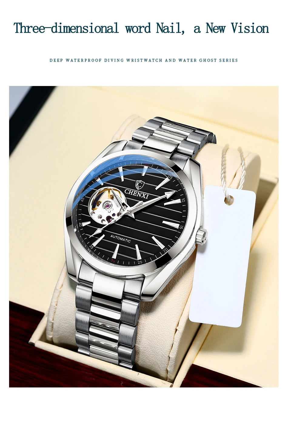 CHENXI Top Luxury Brand Men Mechanical Wristwatch Automatic Watch Men Business Stainless Steel Waterproof Watches
