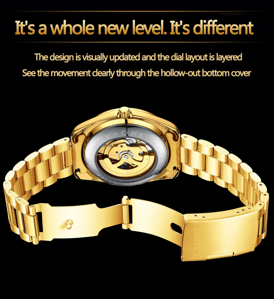 CHENXI Top Luxury Brand Men Mechanical Wristwatch Automatic Watch Men Business Stainless Steel Waterproof Watches