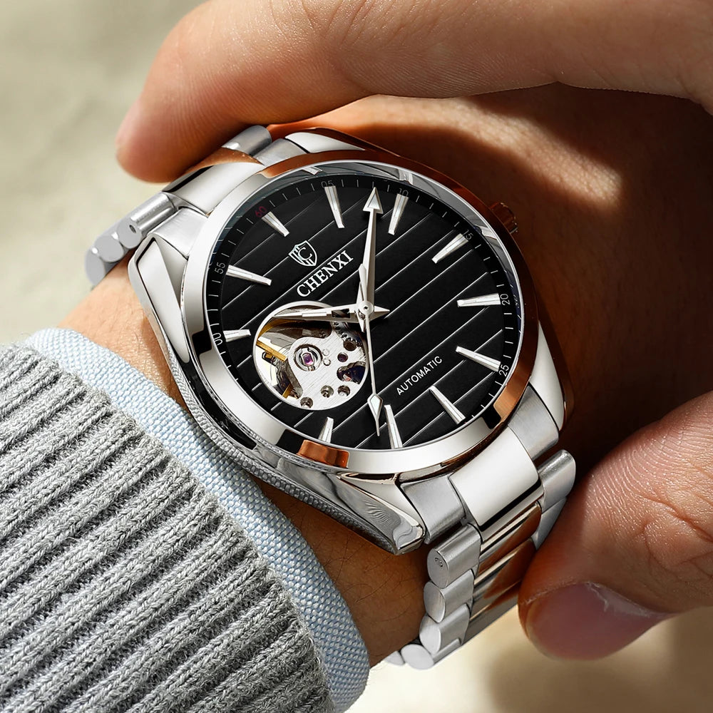 CHENXI Top Luxury Brand Men Mechanical Wristwatch Automatic Watch Men Business Stainless Steel Waterproof Watches
