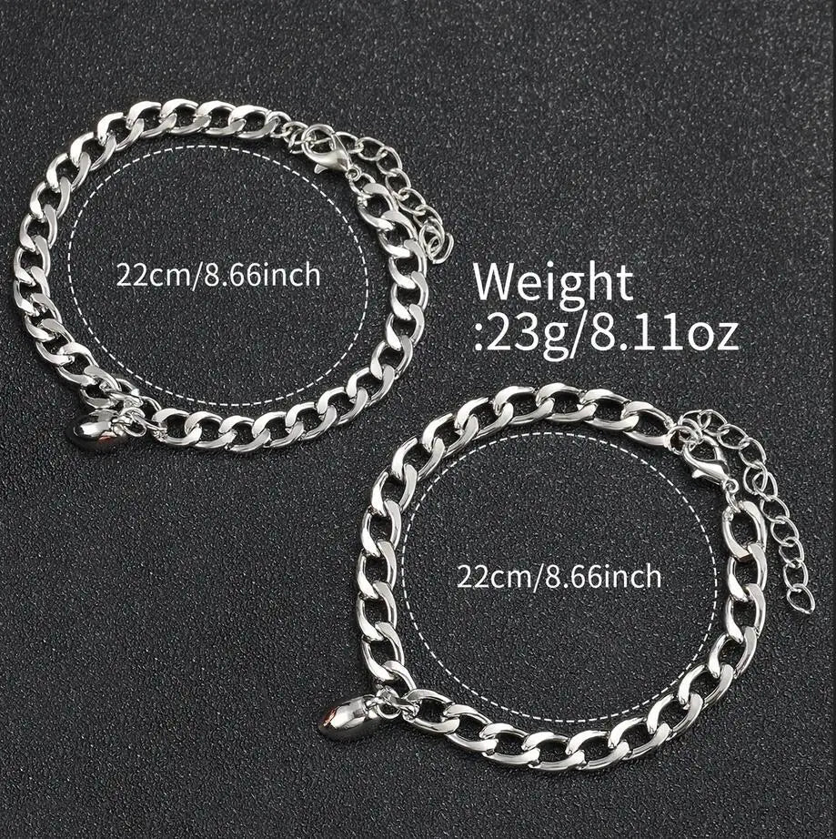 4PCS/Set Couple's Watches Fashion Rhinestone Men Women Leather Band Quartz Watch Magnet Heart Bracelets Set