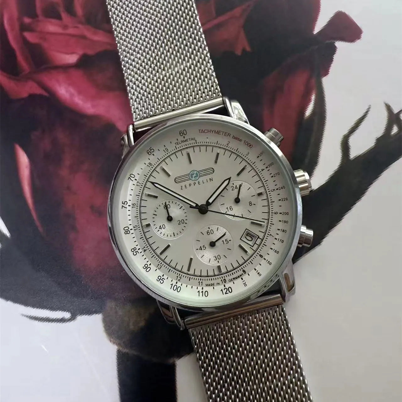 Fashion Leisure Business Zeppelin Men's Watch Luxury Automatic Date Quartz Watch Three Eye Multifunctional Chronograph