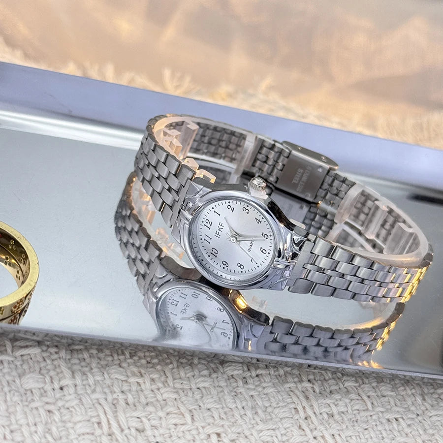 Digital Large Dial Unisex Quartz Watch Fashion Classic Steel Band Couple Gift Combination Men's And Women's Wristwatch