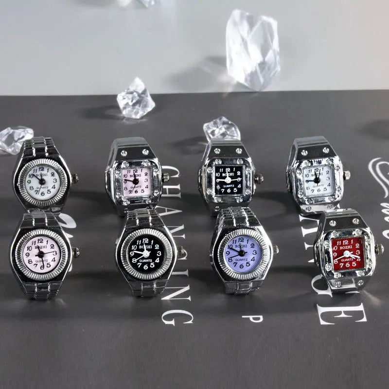 Ring Watch New Hot Selling Creative Alloy Shell Finger Square Dial Couple Men And Women