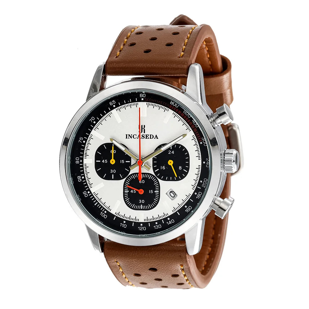 Couple Leather Watch Hot Sale Luminous Chronograph Quartz Multifunctional Fashion Sports with Qualification