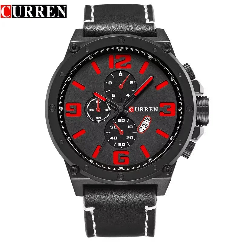 CURREN 8208,8192,8230 Factory Watch Men Calendar Sport Military Male Clock Brand Luxury Origianl PU Leather Band Wristwatch