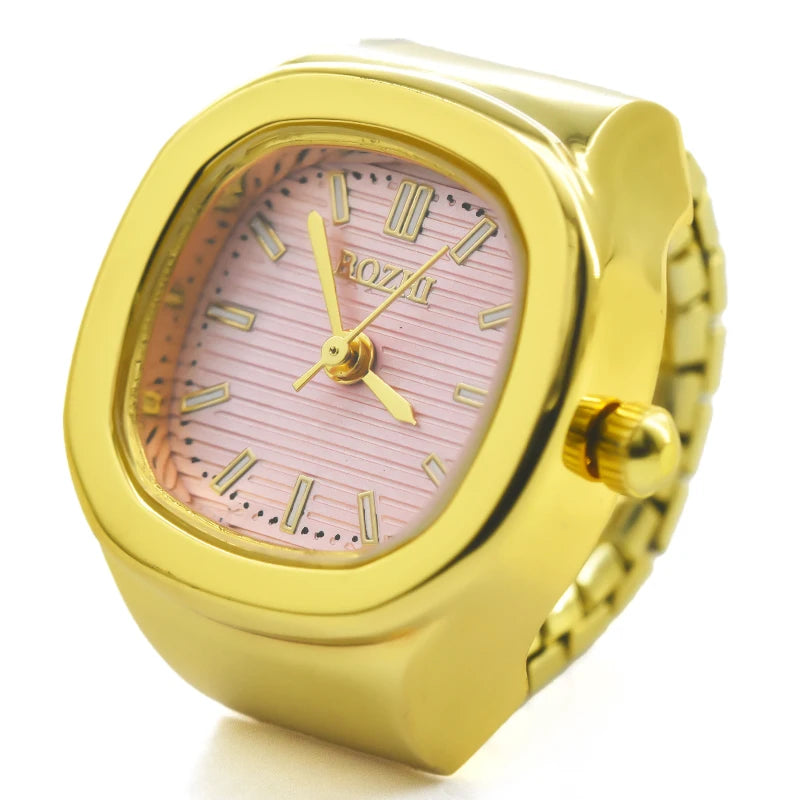 Ring Quartz Watch New Hot Sales Creative Alloy Shell Finger Square Dial Couple Men And Women