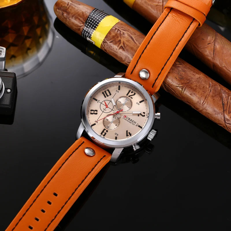 CURREN 8208,8192,8230 Factory Watch Men Calendar Sport Military Male Clock Brand Luxury Origianl PU Leather Band Wristwatch