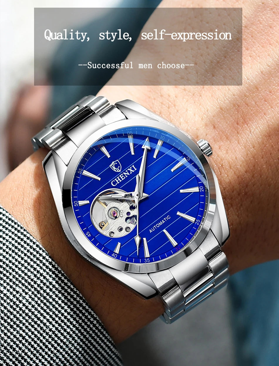 CHENXI Top Luxury Brand Men Mechanical Wristwatch Automatic Watch Men Business Stainless Steel Waterproof Watches