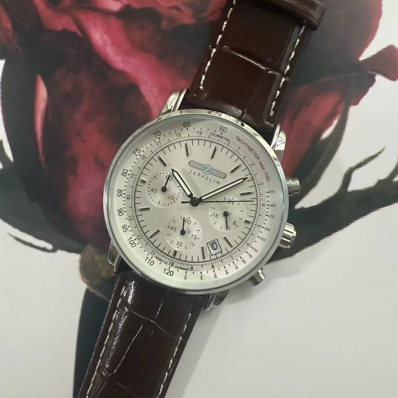 Fashion Leisure Business Zeppelin Men's Watch Luxury Automatic Date Quartz Watch Three Eye Multifunctional Chronograph