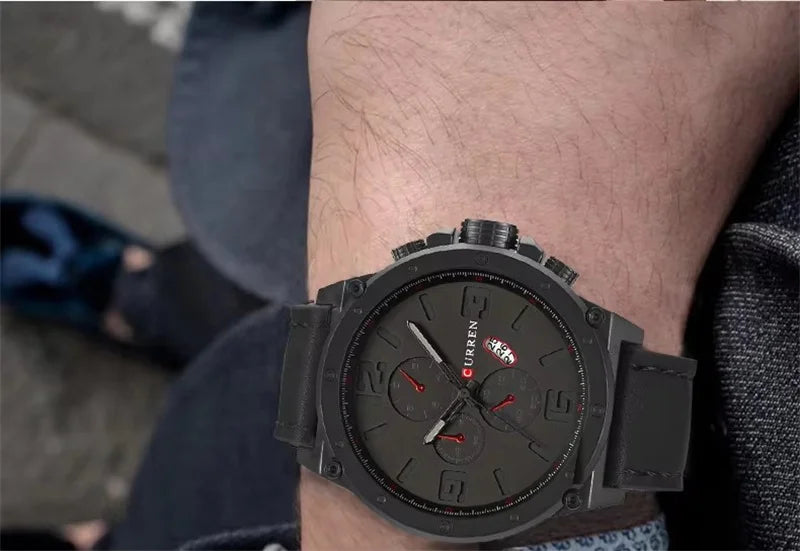 CURREN 8208,8192,8230 Factory Watch Men Calendar Sport Military Male Clock Brand Luxury Origianl PU Leather Band Wristwatch