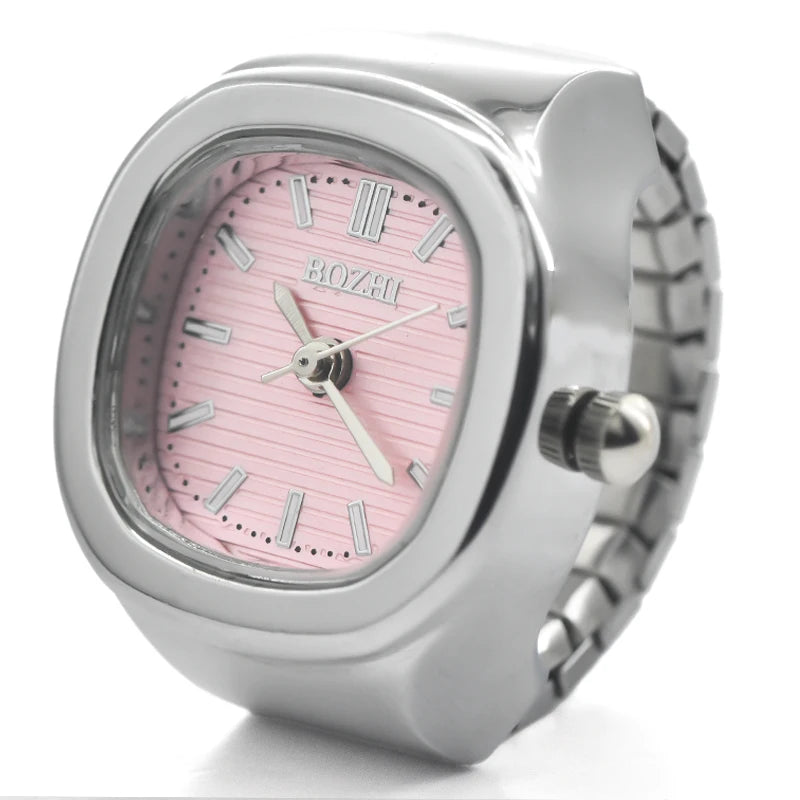 Ring Quartz Watch New Hot Sales Creative Alloy Shell Finger Square Dial Couple Men And Women