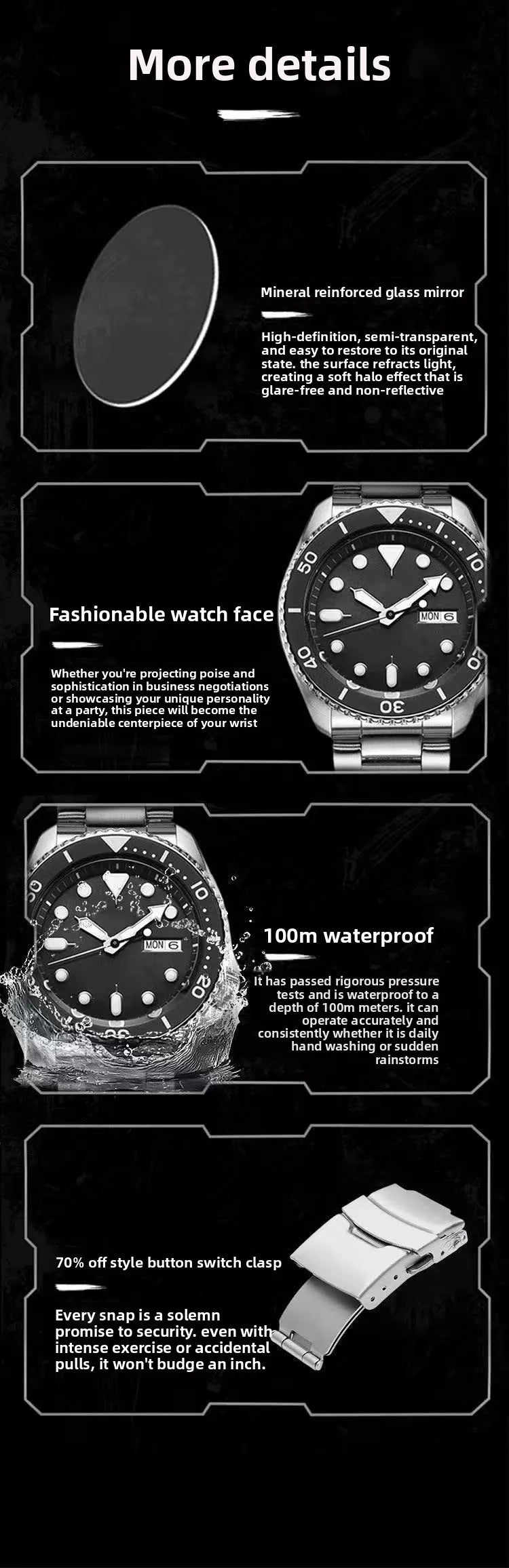 new men's quartz watch fashion classic business men's watch quartz watch men's luminous calendar steel belt watch