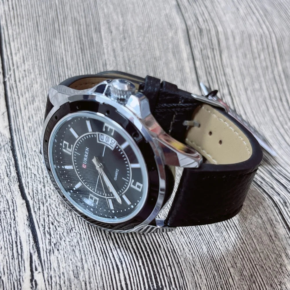 CURREN 8208,8192,8230 Factory Watch Men Calendar Sport Military Male Clock Brand Luxury Origianl PU Leather Band Wristwatch