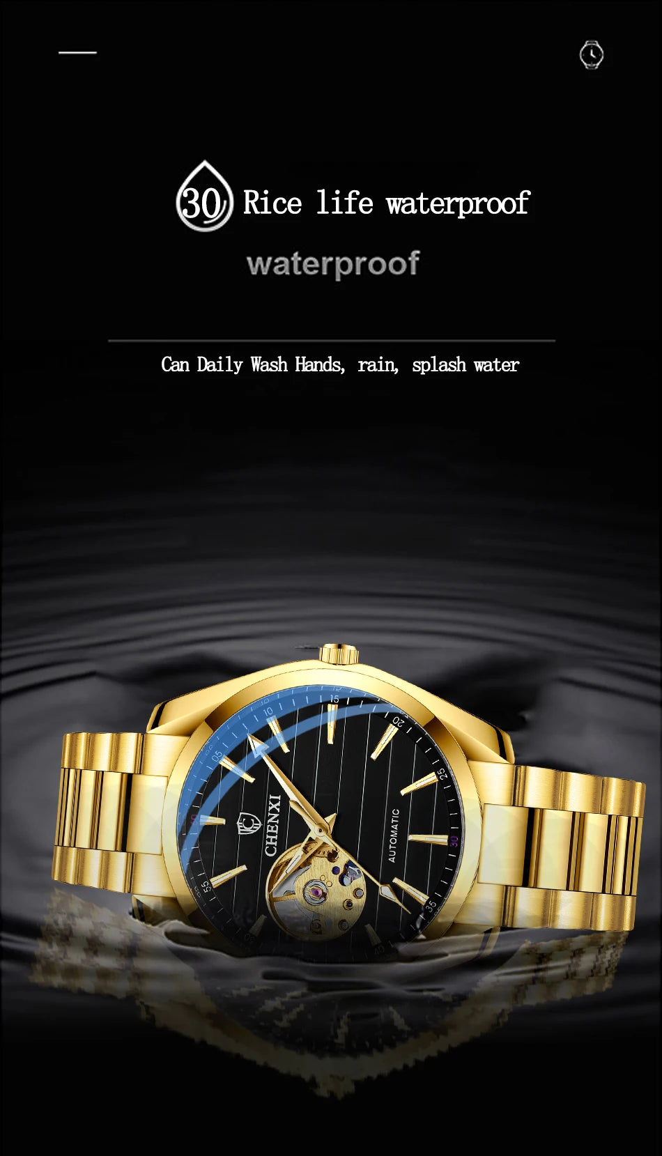 CHENXI Top Luxury Brand Men Mechanical Wristwatch Automatic Watch Men Business Stainless Steel Waterproof Watches