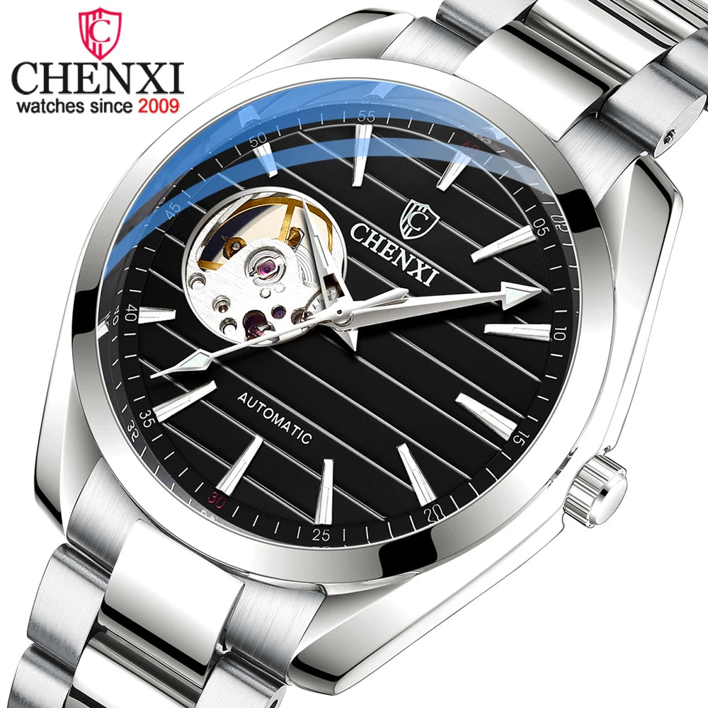 CHENXI Top Luxury Brand Men Mechanical Wristwatch Automatic Watch Men Business Stainless Steel Waterproof Watches