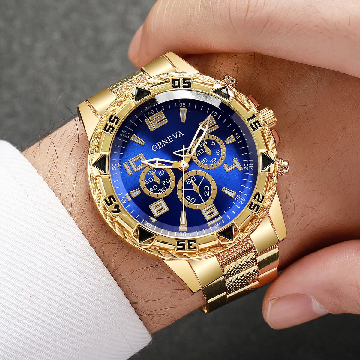 2pcs Men's Quartz Watch Set Fashion Men Business Watches Silicone Band Wristwatches