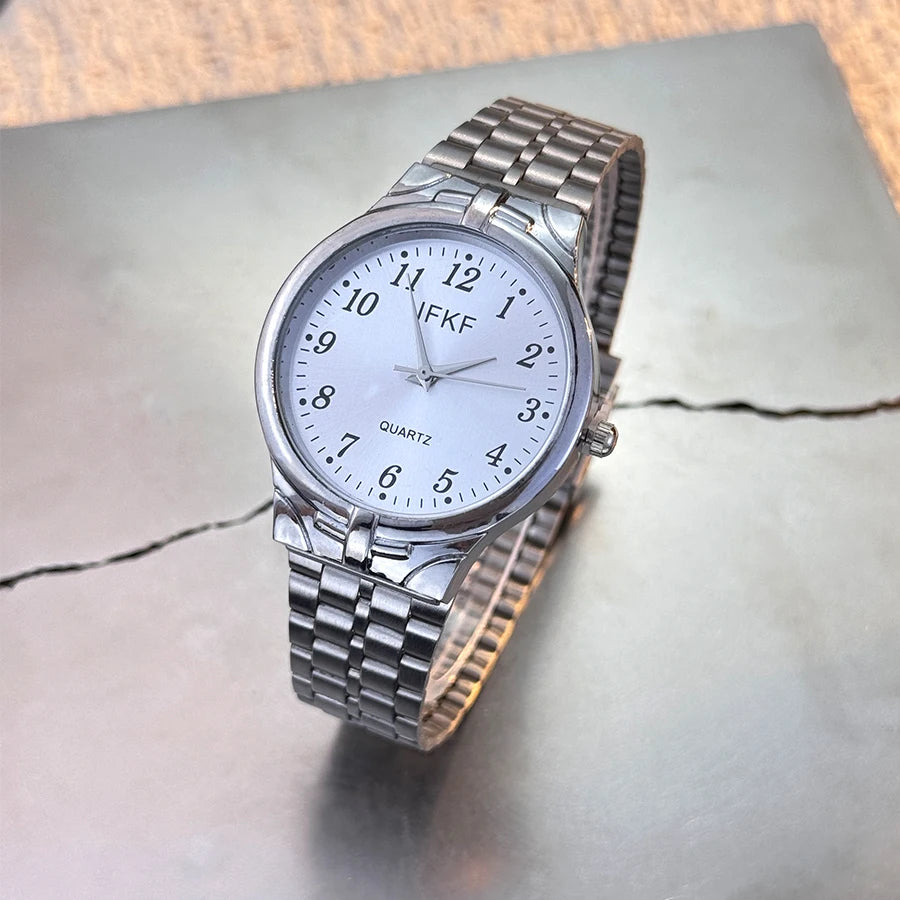 Digital Large Dial Unisex Quartz Watch Fashion Classic Steel Band Couple Gift Combination Men's And Women's Wristwatch