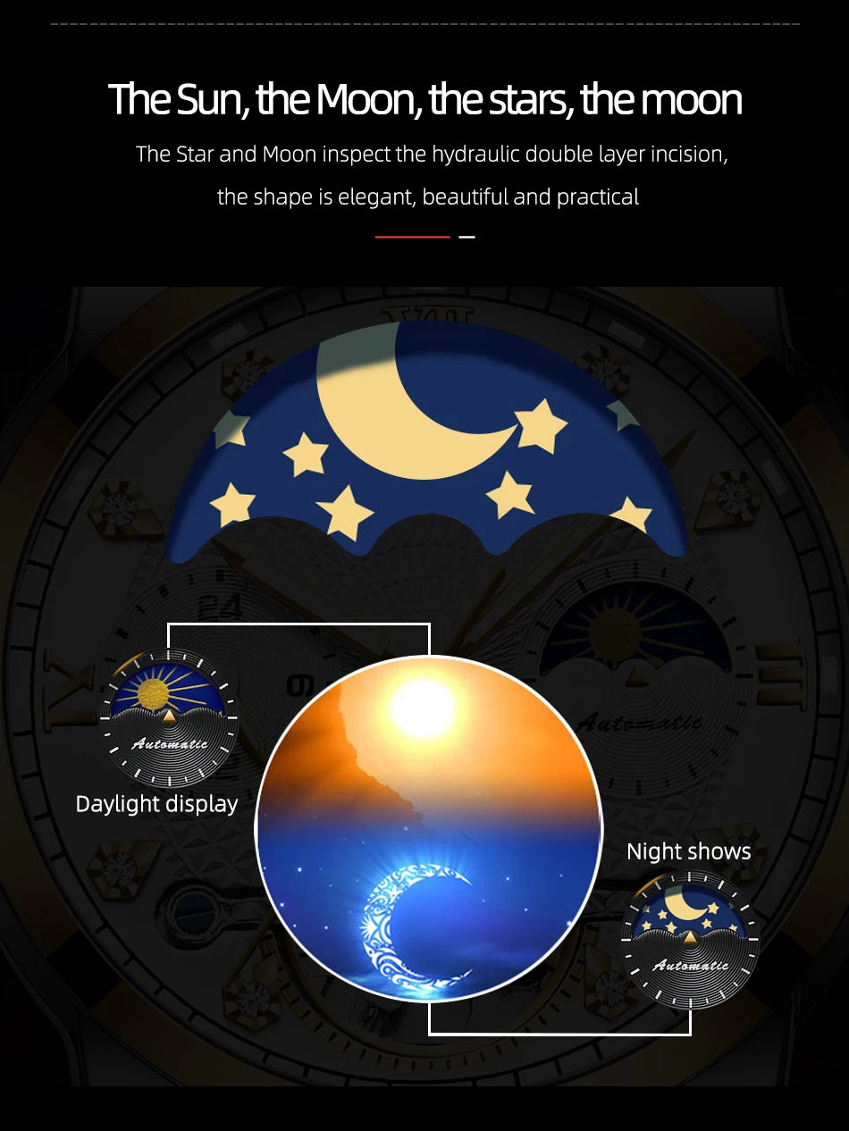 CHENXI Mens Mechanical Watches Top Brand Stainless Steel Automatic Watch Men Waterproof Business Wristwatch with Luminous