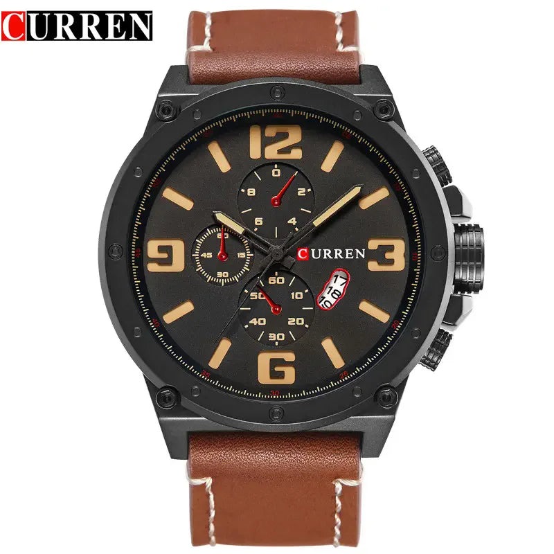CURREN 8208,8192,8230 Factory Watch Men Calendar Sport Military Male Clock Brand Luxury Origianl PU Leather Band Wristwatch