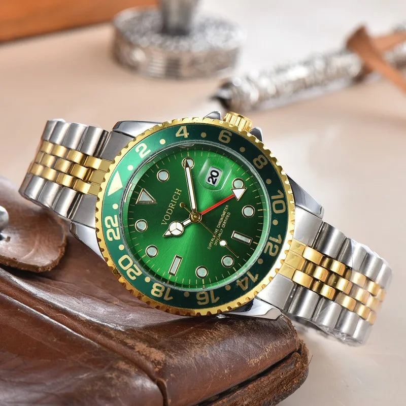 Luxury Men's Gold Vintage Watch Full Steel Band Quartz Wristwatch Simple Date Silver Montre Homme Reloj Hombre Original Brand