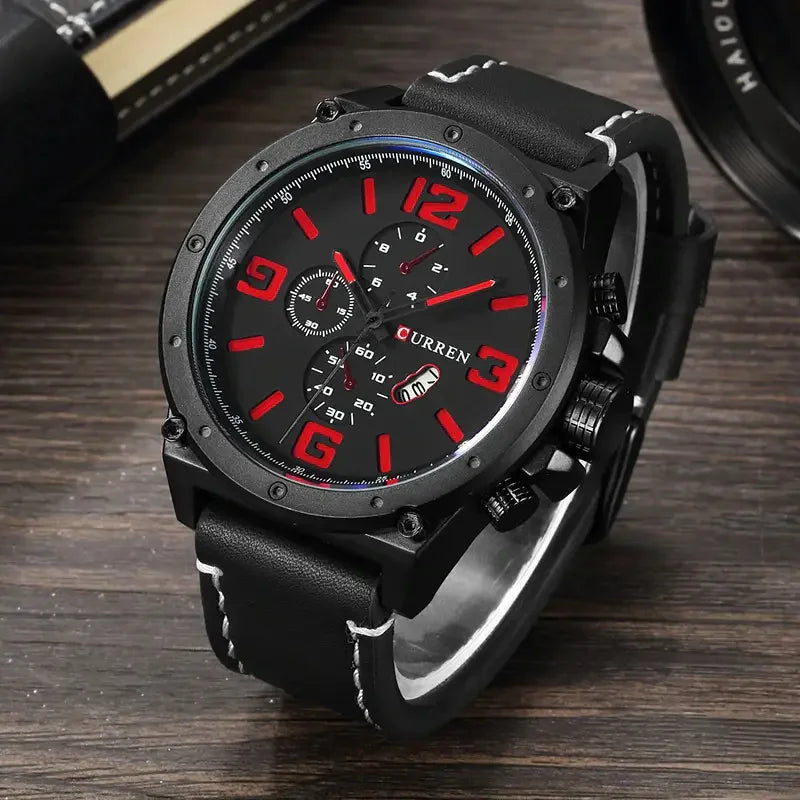 CURREN 8208,8192,8230 Factory Watch Men Calendar Sport Military Male Clock Brand Luxury Origianl PU Leather Band Wristwatch