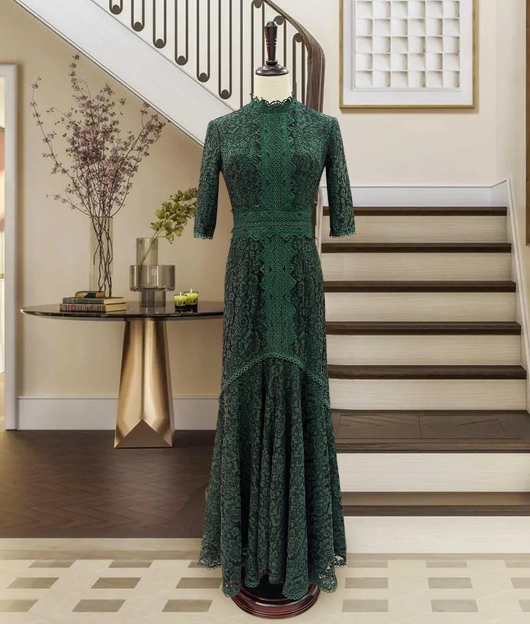 Light Mature Blue Lace Dress Irregular Dress High Low Fit Long Dress Fashion