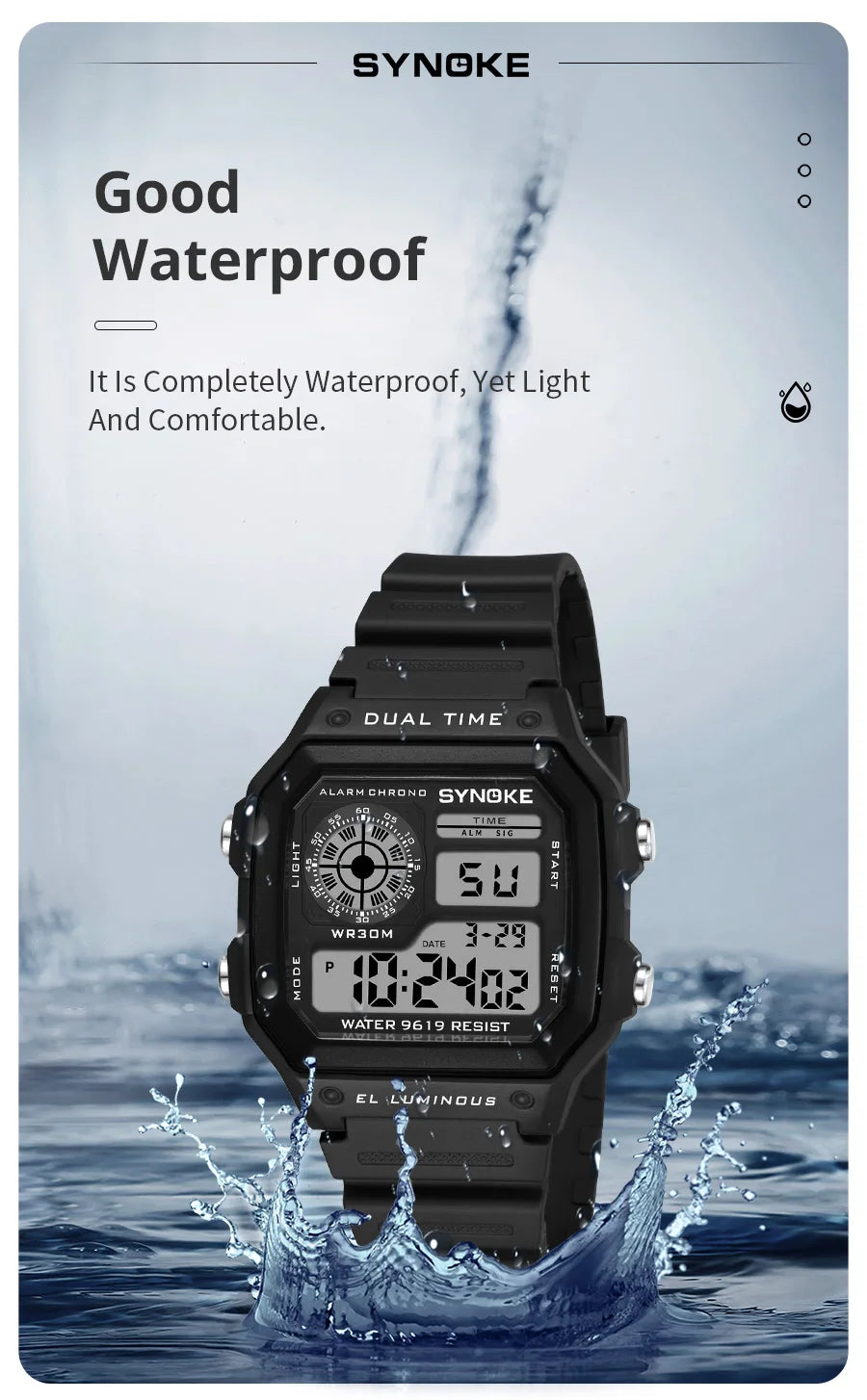 SYNOKE Military Digital Watches Men Sports Luminous Chronograph Waterproof Male Electronic Wrist Watches Relogio Masculino