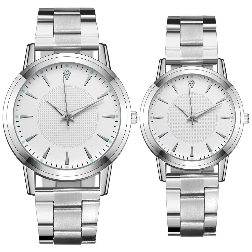 2PCS Couple's Watches Men Business Watch Fashion Analog Women Quartz Watch (Without Box)