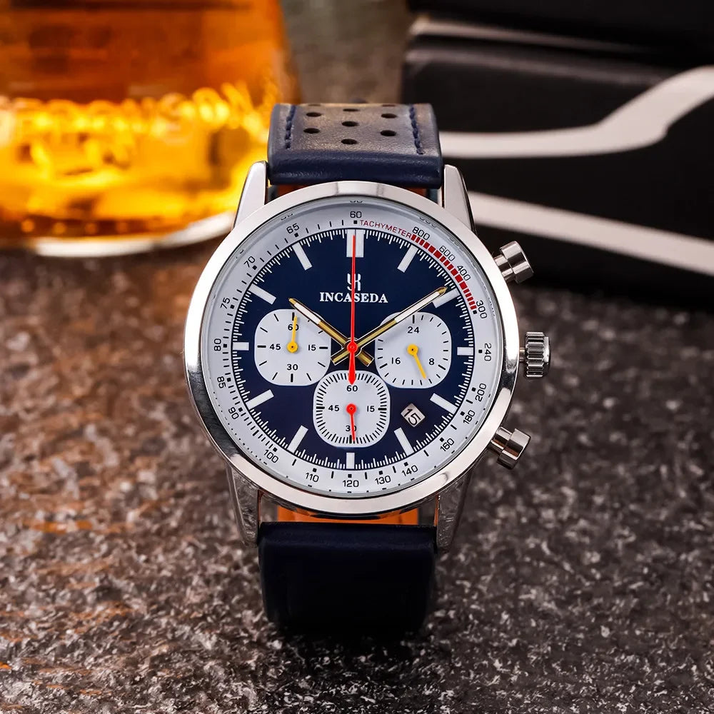 Couple Leather Watch Hot Sale Luminous Chronograph Quartz Multifunctional Fashion Sports with Qualification