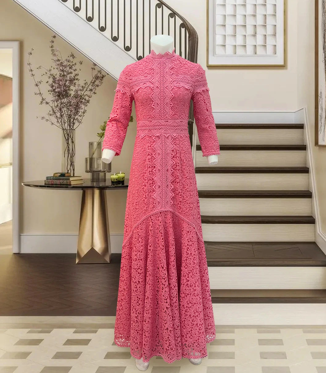 Light Mature Blue Lace Dress Irregular Dress High Low Fit Long Dress Fashion