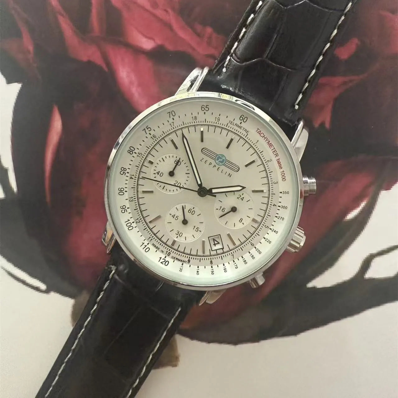 Fashion Leisure Business Zeppelin Men's Watch Luxury Automatic Date Quartz Watch Three Eye Multifunctional Chronograph