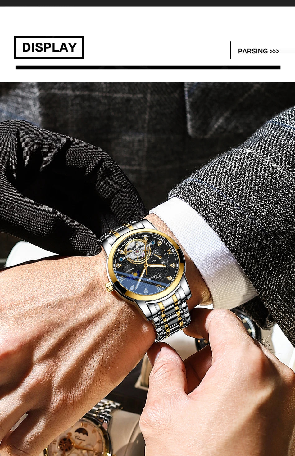 CHENXI Mens Mechanical Watches Top Brand Stainless Steel Automatic Watch Men Waterproof Business Wristwatch with Luminous