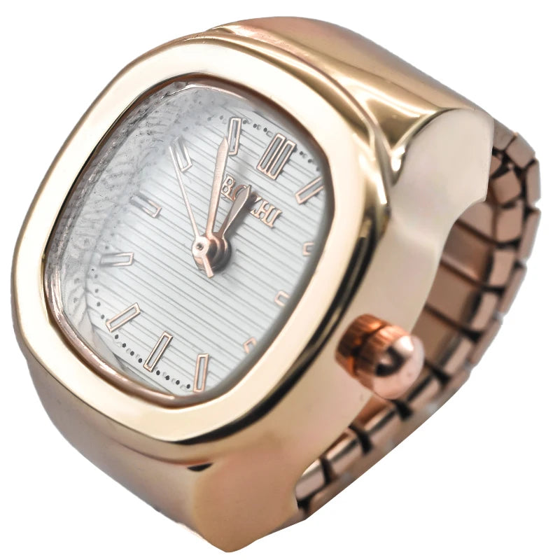Ring Quartz Watch New Hot Sales Creative Alloy Shell Finger Square Dial Couple Men And Women