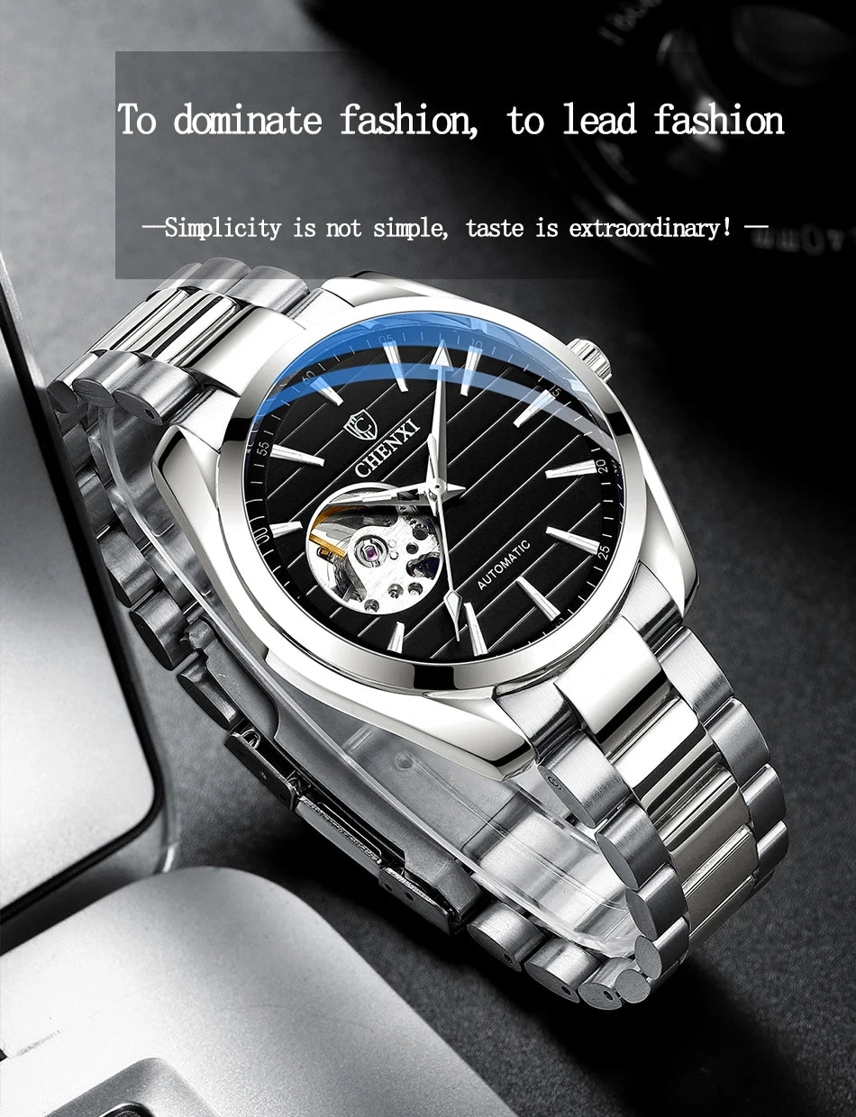 CHENXI Top Luxury Brand Men Mechanical Wristwatch Automatic Watch Men Business Stainless Steel Waterproof Watches