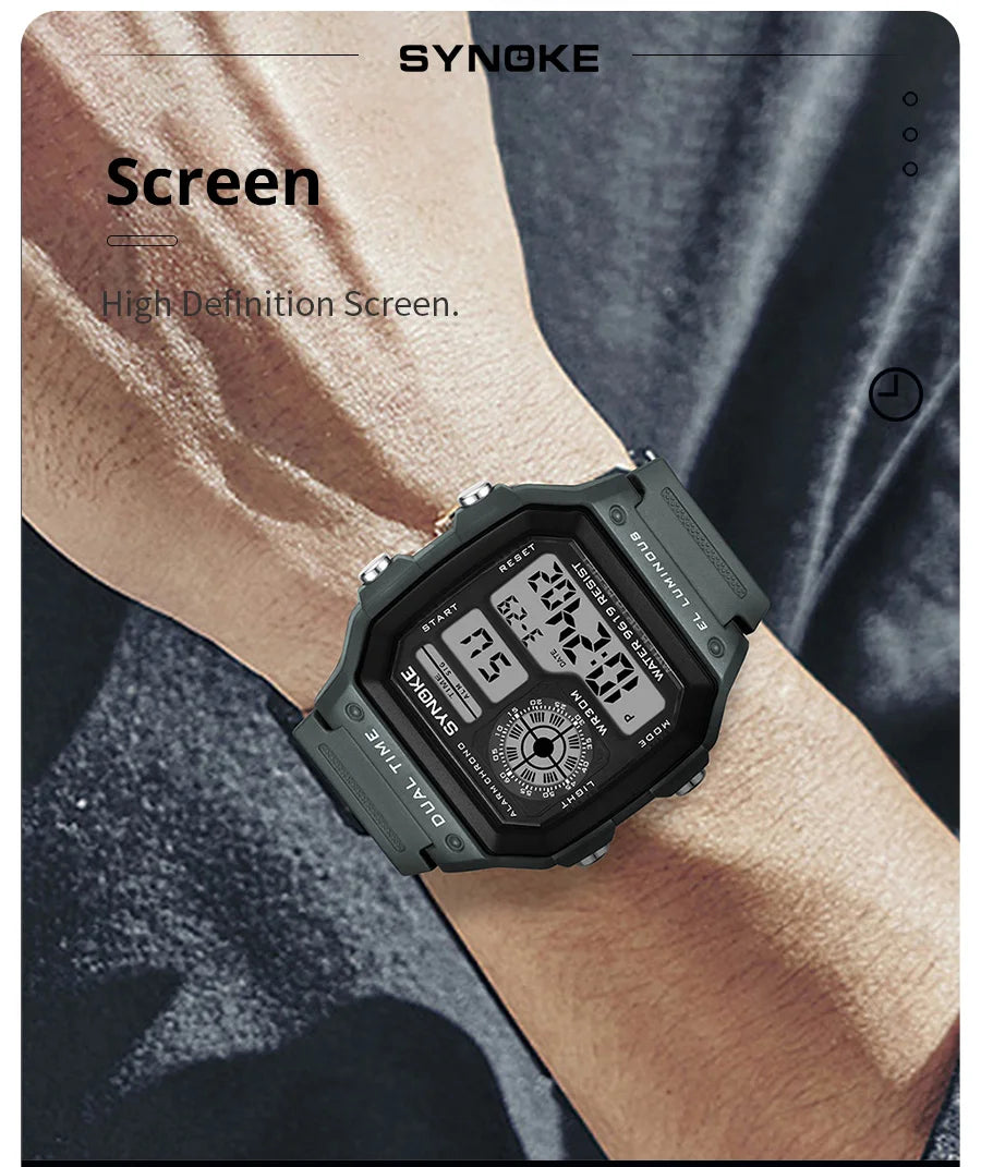 SYNOKE Military Digital Watches Men Sports Luminous Chronograph Waterproof Male Electronic Wrist Watches Relogio Masculino