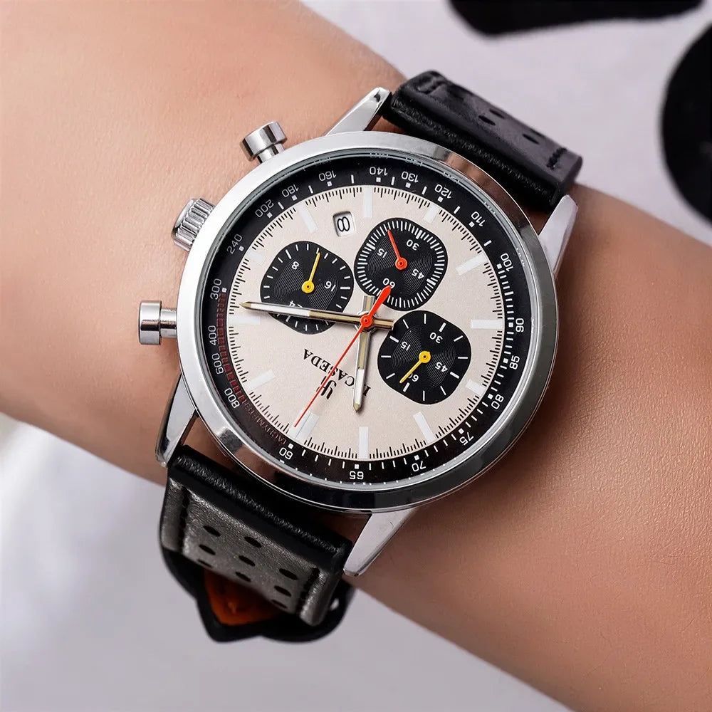 Couple Leather Watch Hot Sale Luminous Chronograph Quartz Multifunctional Fashion Sports with Qualification