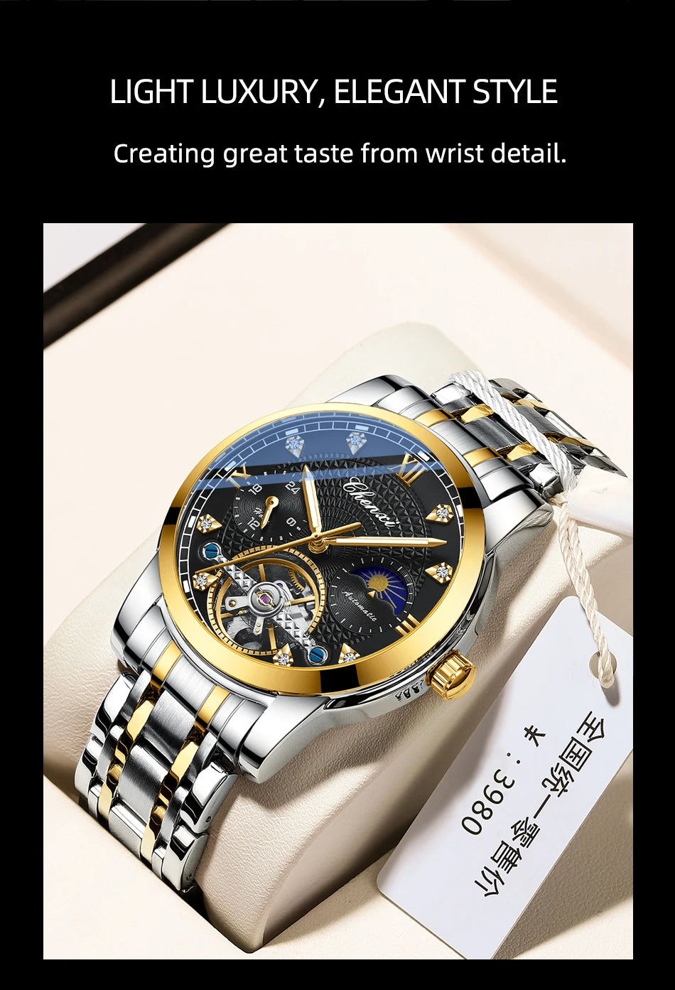 CHENXI Mens Mechanical Watches Top Brand Stainless Steel Automatic Watch Men Waterproof Business Wristwatch with Luminous
