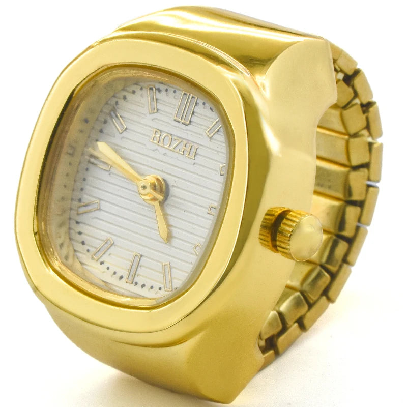 Ring Quartz Watch New Hot Sales Creative Alloy Shell Finger Square Dial Couple Men And Women