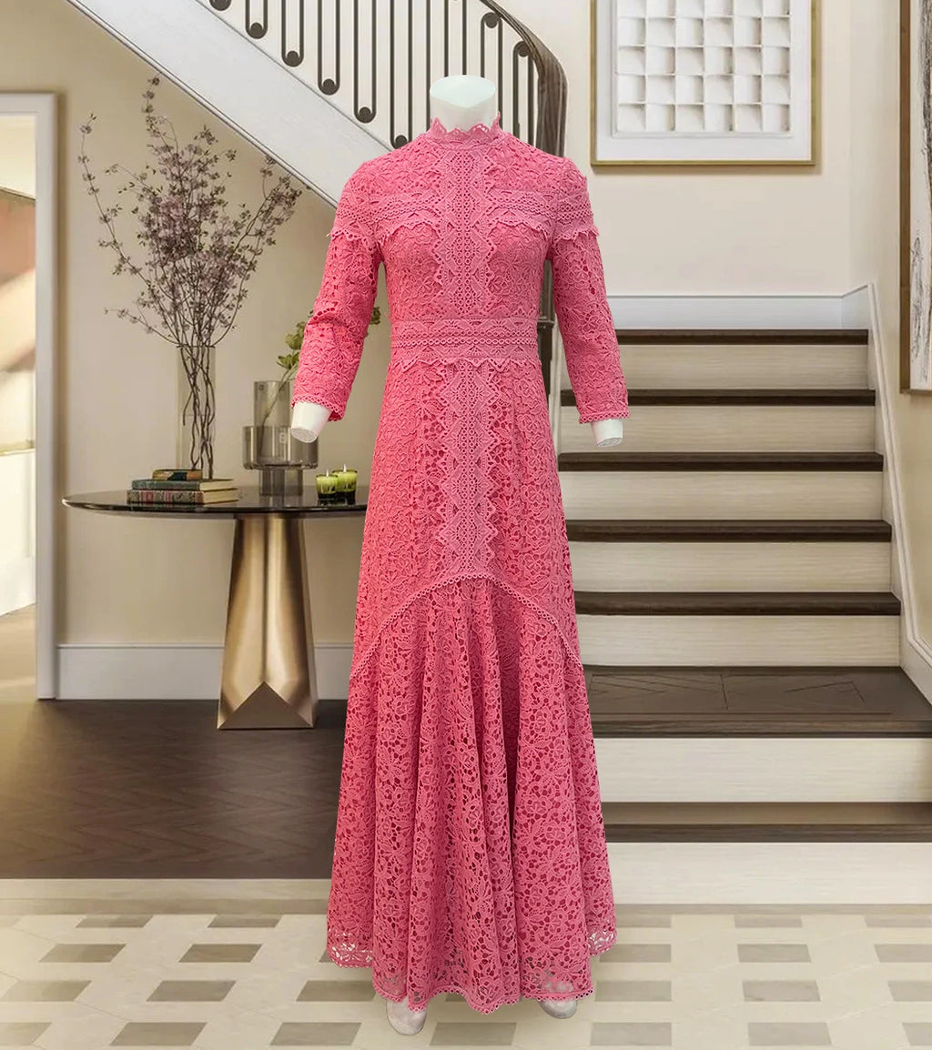 Light Mature Blue Lace Dress Irregular Dress High Low Fit Long Dress Fashion