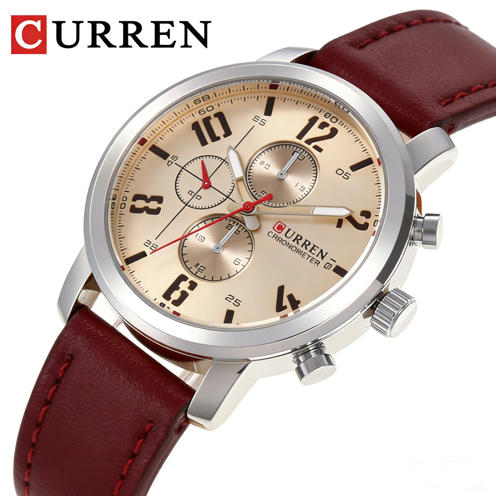 CURREN 8208,8192,8230 Factory Watch Men Calendar Sport Military Male Clock Brand Luxury Origianl PU Leather Band Wristwatch