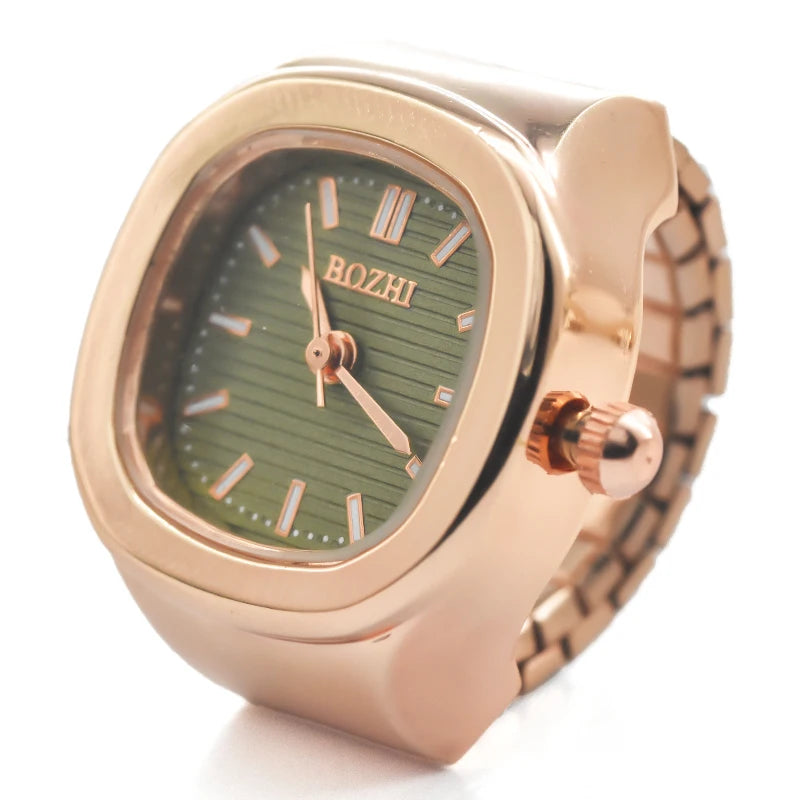 Ring Quartz Watch New Hot Sales Creative Alloy Shell Finger Square Dial Couple Men And Women