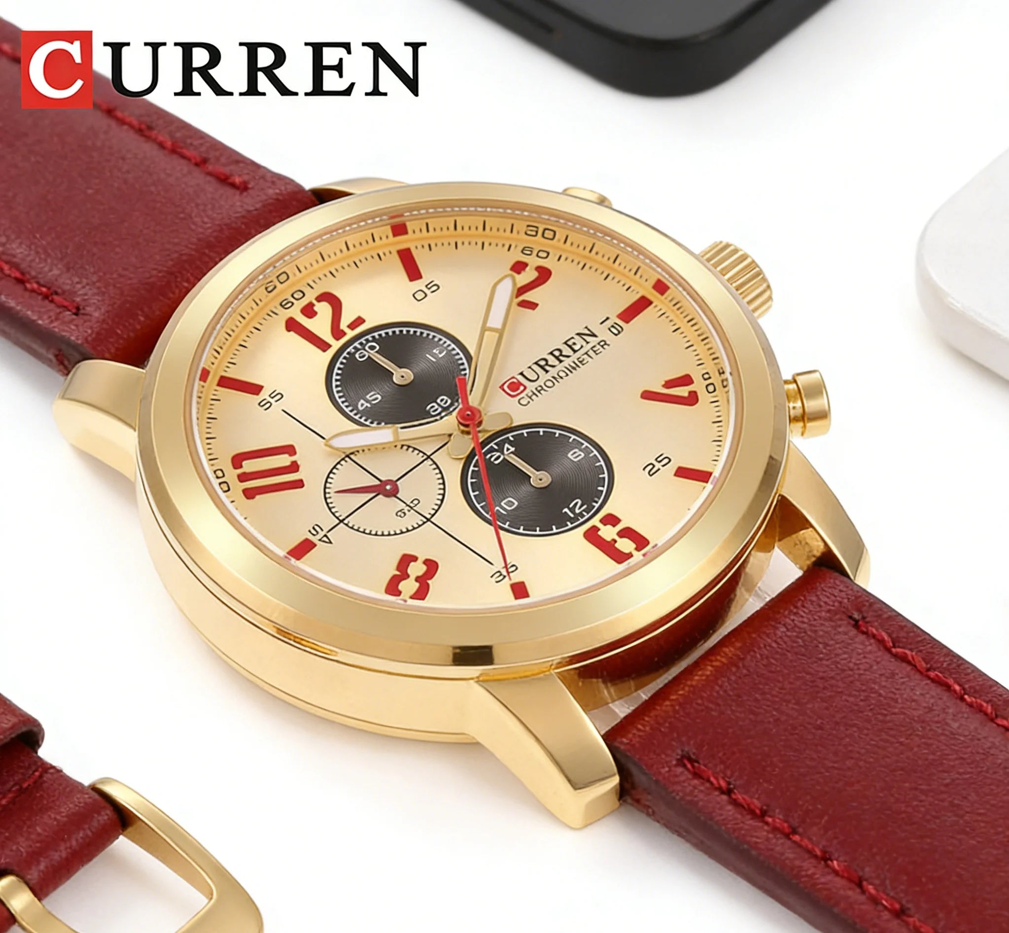 CURREN 8208,8192,8230 Factory Watch Men Calendar Sport Military Male Clock Brand Luxury Origianl PU Leather Band Wristwatch