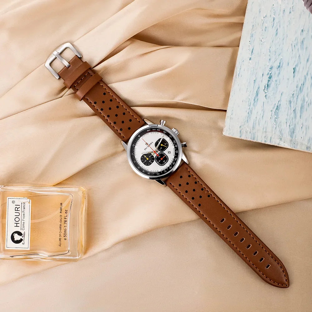 Couple Leather Watch Hot Sale Luminous Chronograph Quartz Multifunctional Fashion Sports with Qualification