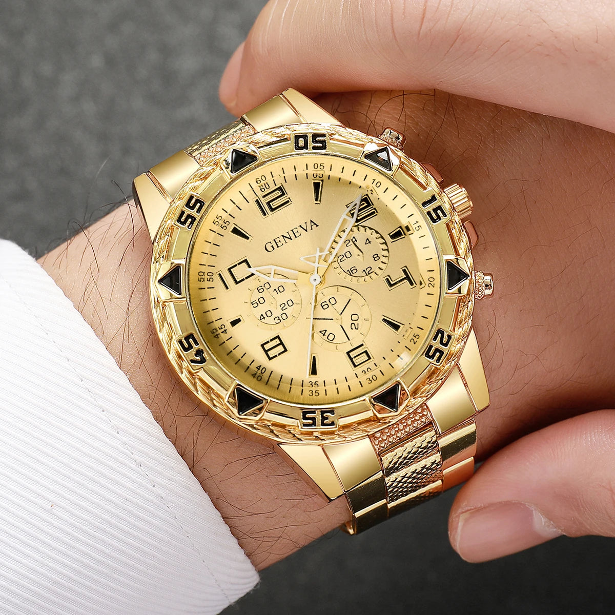 2pcs Men's Quartz Watch Set Fashion Men Business Watches Silicone Band Wristwatches