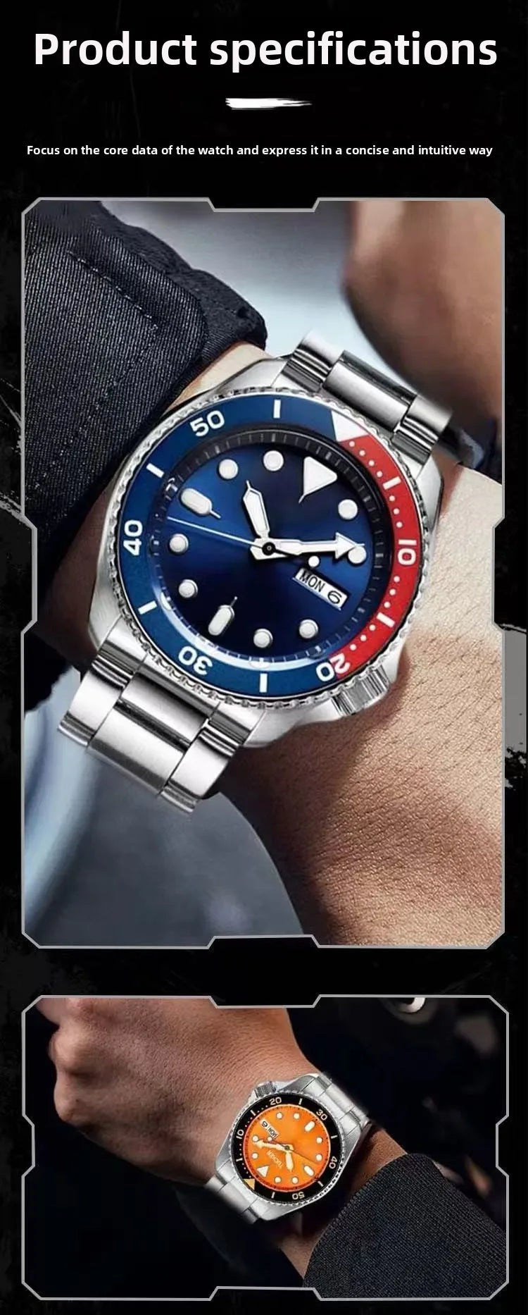 new men's quartz watch fashion classic business men's watch quartz watch men's luminous calendar steel belt watch