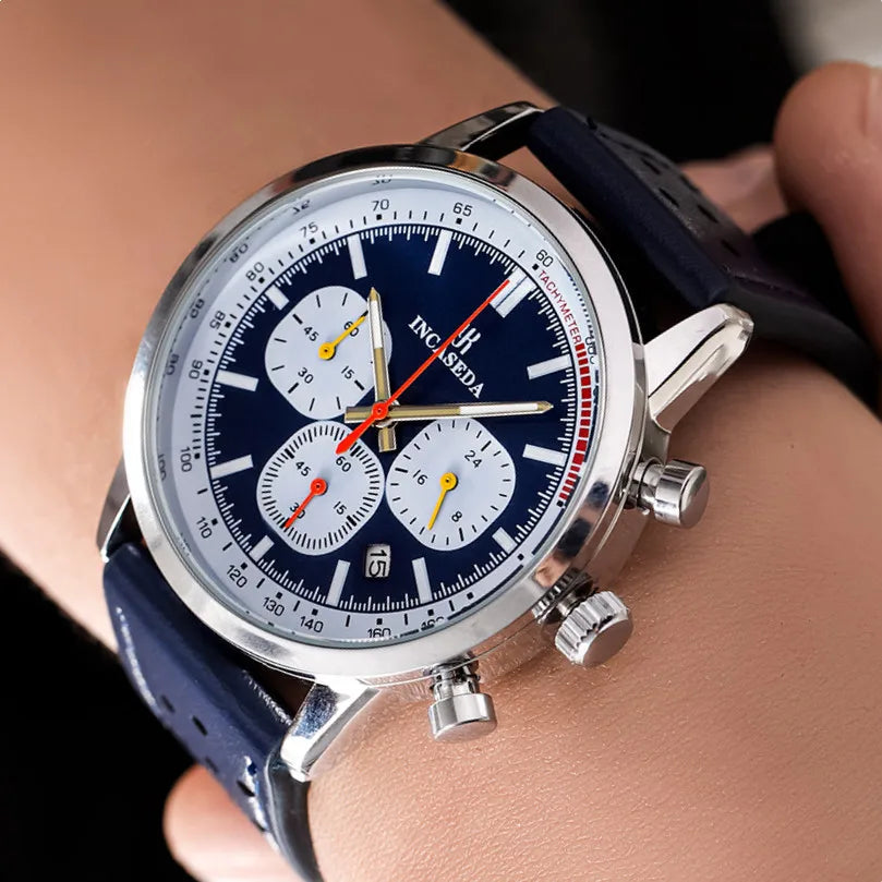 Couple Leather Watch Hot Sale Luminous Chronograph Quartz Multifunctional Fashion Sports with Qualification