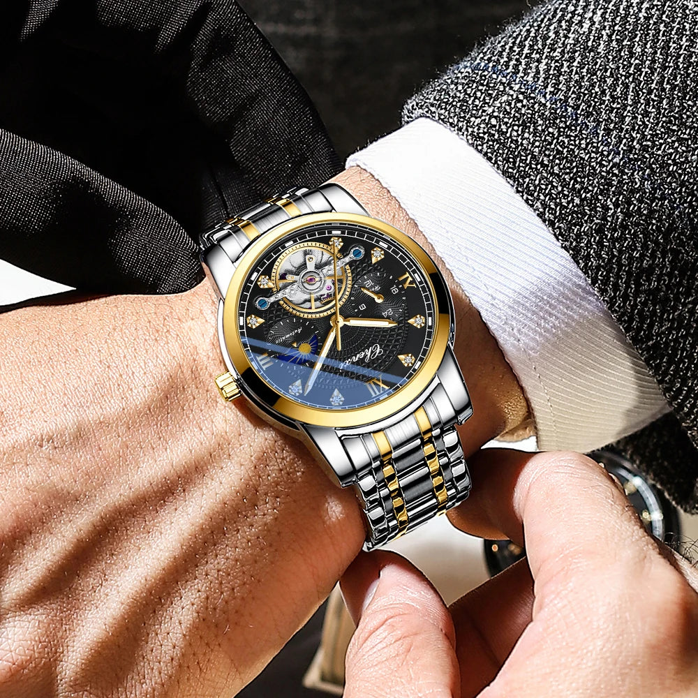 CHENXI Mens Mechanical Watches Top Brand Stainless Steel Automatic Watch Men Waterproof Business Wristwatch with Luminous