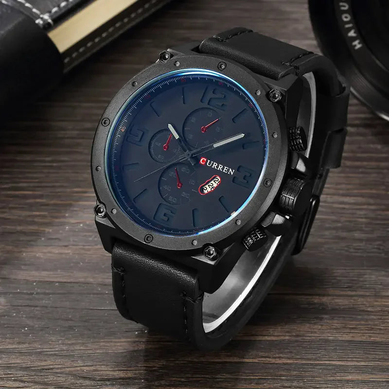 CURREN 8208,8192,8230 Factory Watch Men Calendar Sport Military Male Clock Brand Luxury Origianl PU Leather Band Wristwatch