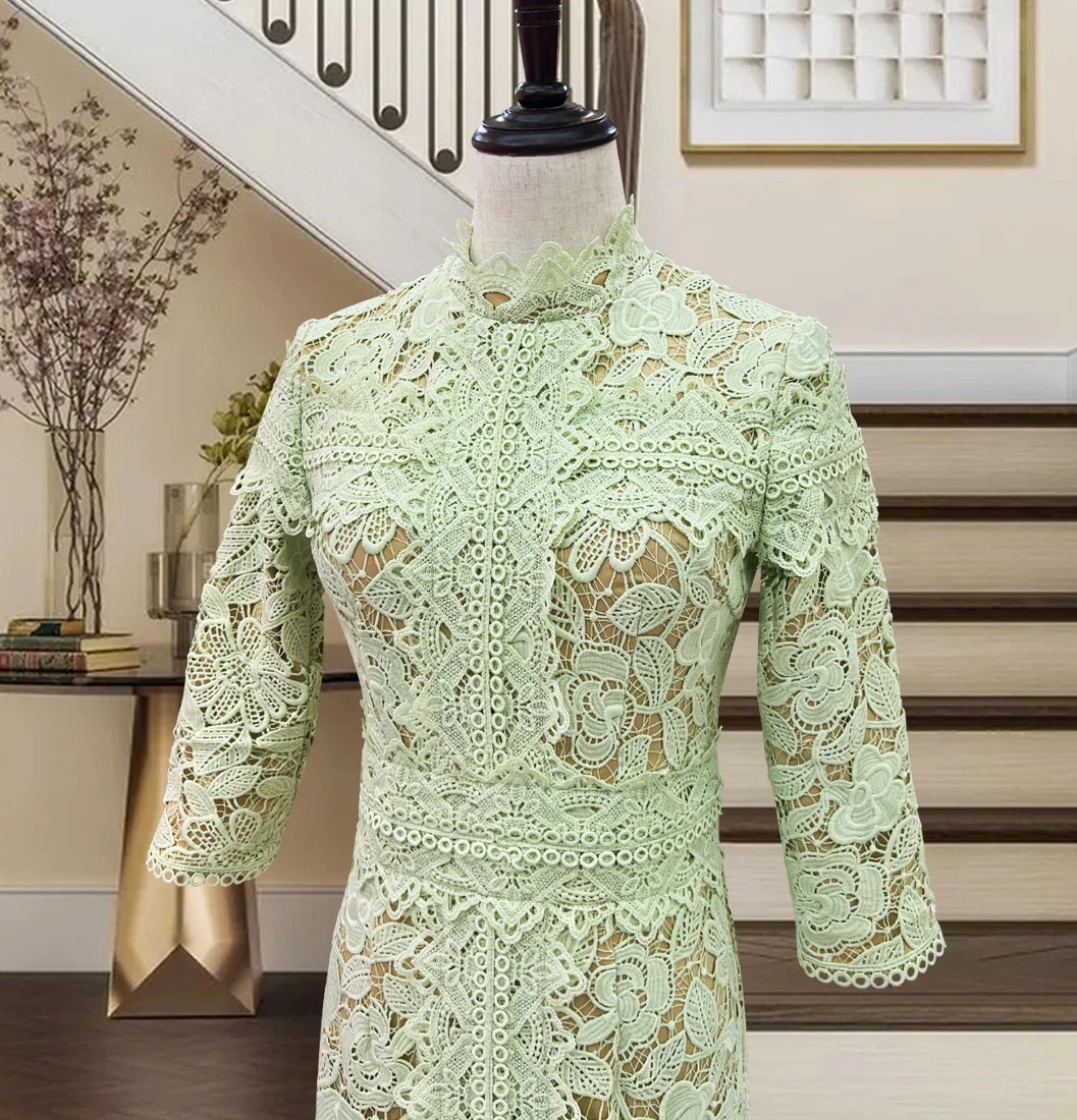 Light Mature Blue Lace Dress Irregular Dress High Low Fit Long Dress Fashion